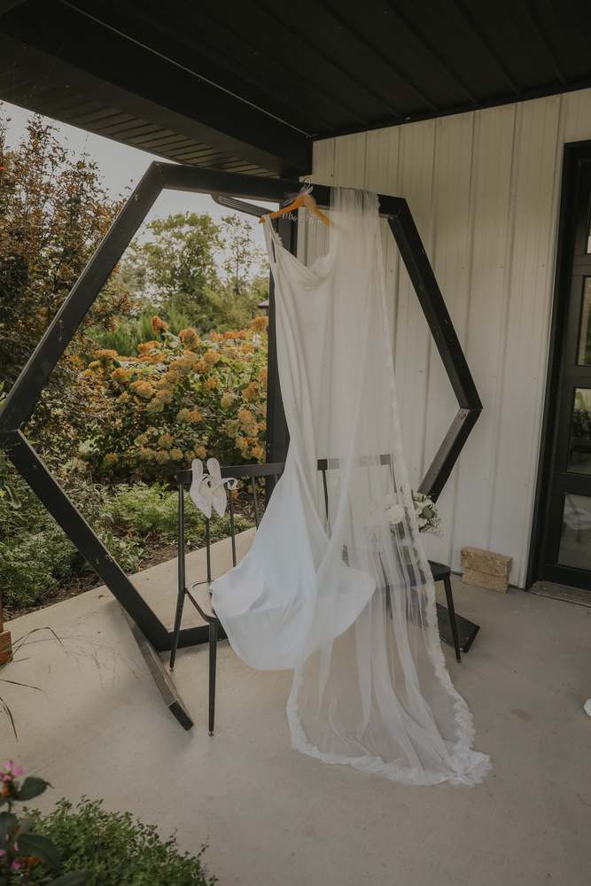The dress hanging in the morning light