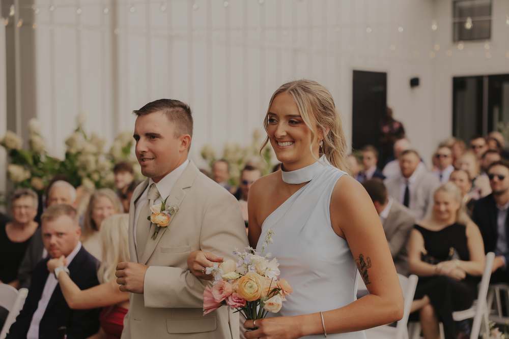 Walking down the aisle with her father