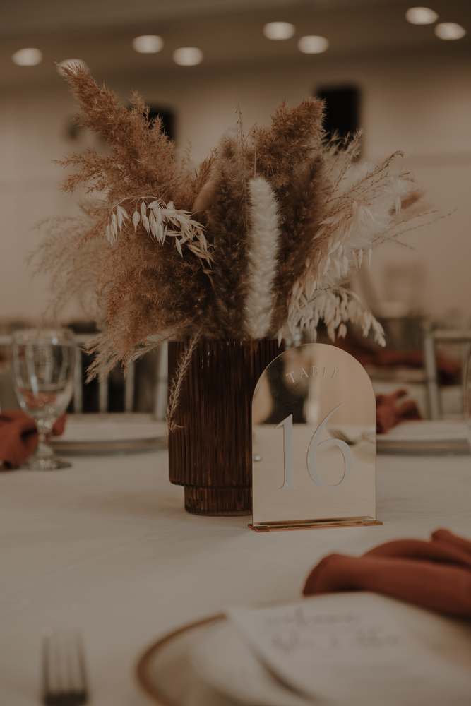 Pampas centerpiece on the head table